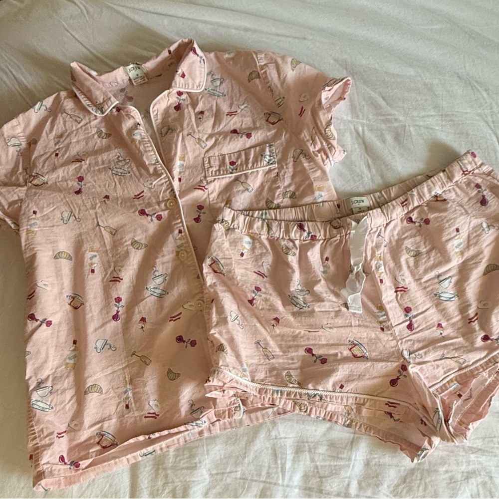 J. Crew Pink Patterned Women's Pajama Set